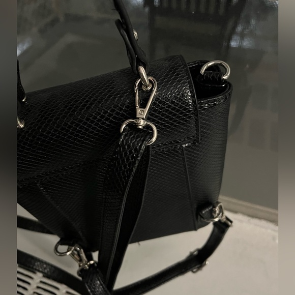 Black Mini Backpack + shoulder or crossbody bag purse - Picture 5 of 12